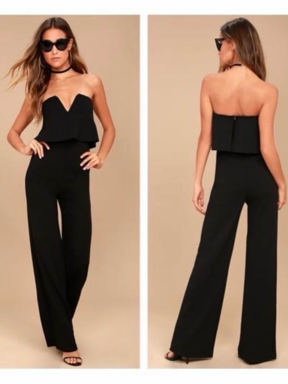 Lulu's Black Strapless Jumpsuit
